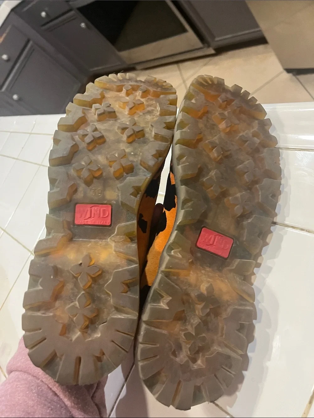 Wind made in Italy orange and brown and black cowhide print size 39